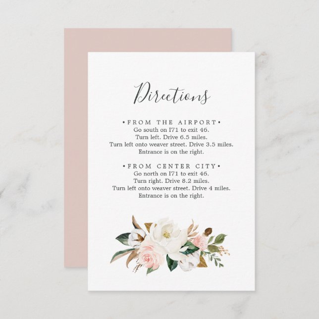 Elegant Magnolia | White Directions Enclosure Card (Front/Back)