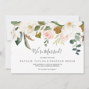 Elegant Magnolia   White Elopement Announcement