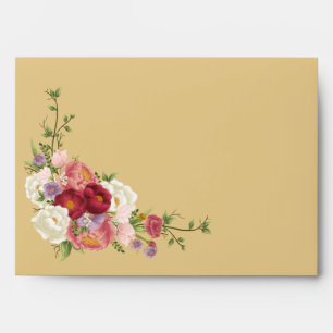 Elegant Magnolia White & Mustard Yellow  Wedding Envelope