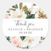 Elegant Magnolia | White Thank You Favour Sticker (Front)