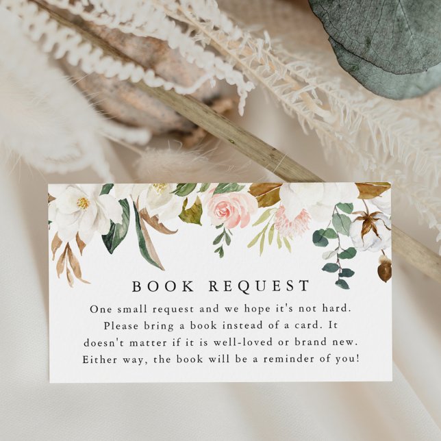 Elegant Magnolias Baby Shower Book Request Enclosure Card (Creator Uploaded)