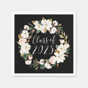 Elegant Magnolias Class of 2025 Graduation Napkin