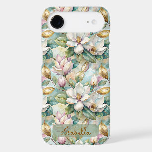 Elegant Magnolias Flowers Gold with Name