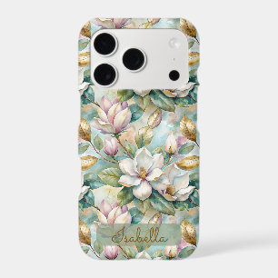 Elegant Magnolias Flowers Gold with Name