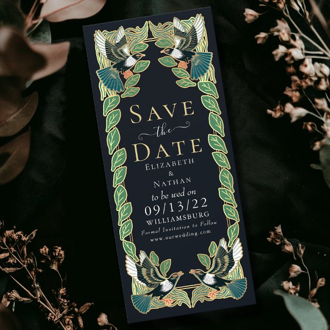 Elegant Magpie Art Nouveau Wedding Save the Date  Invitation (Creator Uploaded)