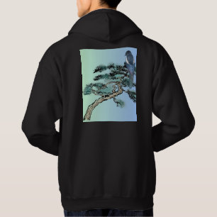 Elegant Magpie Bird and Bonsai Tree Japanese  Hoodie