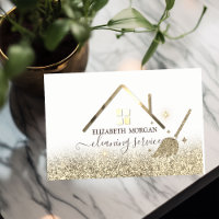 Elegant Maid Cleaning House Roof Gold Glitter