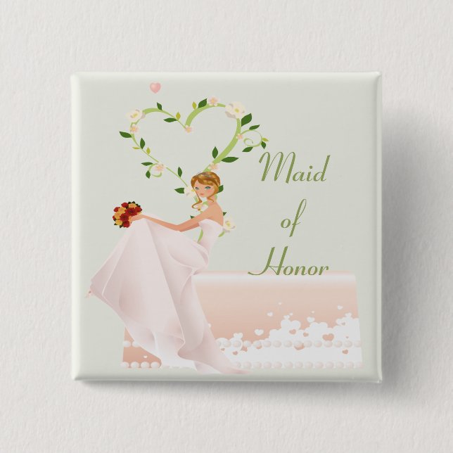 Elegant Maid of Honour Button (Front)