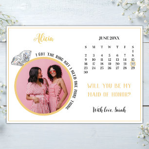 Elegant Maid Of Honour Proposal Photo Ring Calenda Invitation