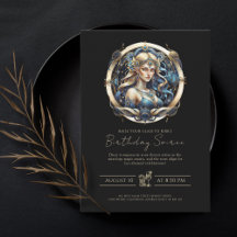Elegant Maiden Star Symbol Classic Blue Gold Virgo