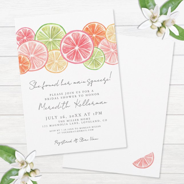Elegant Main Squeeze Citrus Bridal Shower Invitation (Elegant Main Squeeze Citrus Bridal Shower Invitation)
