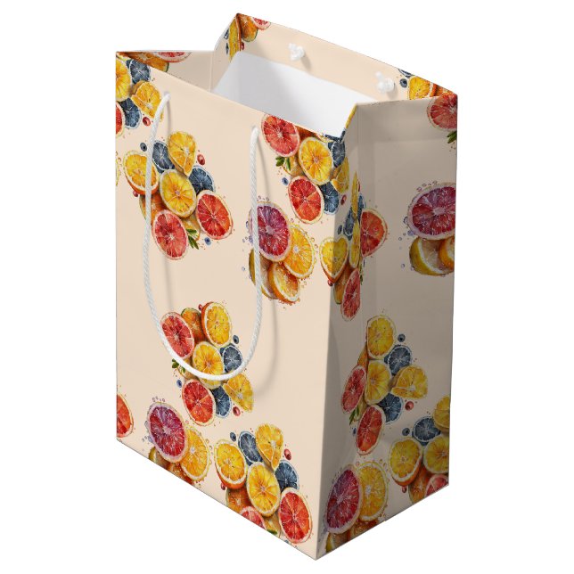 Elegant main squeeze citrus Wedding bridal shower Medium Gift Bag (Back Angled)