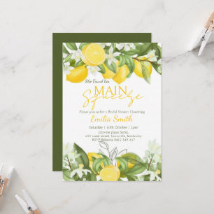Elegant Main Squeeze Lemon Bridal Shower Invitation