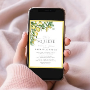 Elegant Main Squeeze Lemon Yellow Bridal Shower Invitation