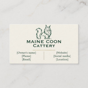 Elegant Maine Coon Cattery Customizable Business Card