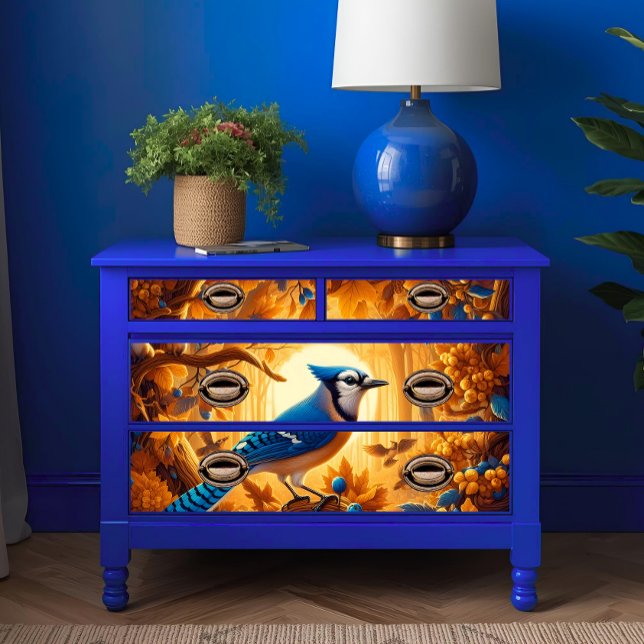 Elegant Majestic Blue Jay in Autumn Glow Decoupage Tissue Paper (Creator Uploaded)