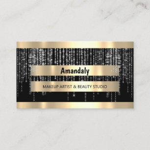 Elegant Makeup Artist Hair Salon Black Grey Gold Business Card