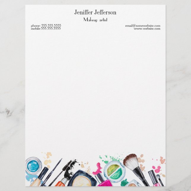 Elegant makeup artist letterhead (Front)
