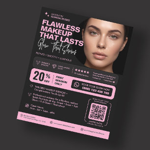 Elegant Makeup Artist Lip Brows Stylist Pink Black Flyer