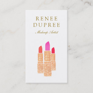 Elegant Makeup Artist  Rose Gold Lipsticks  Business Card