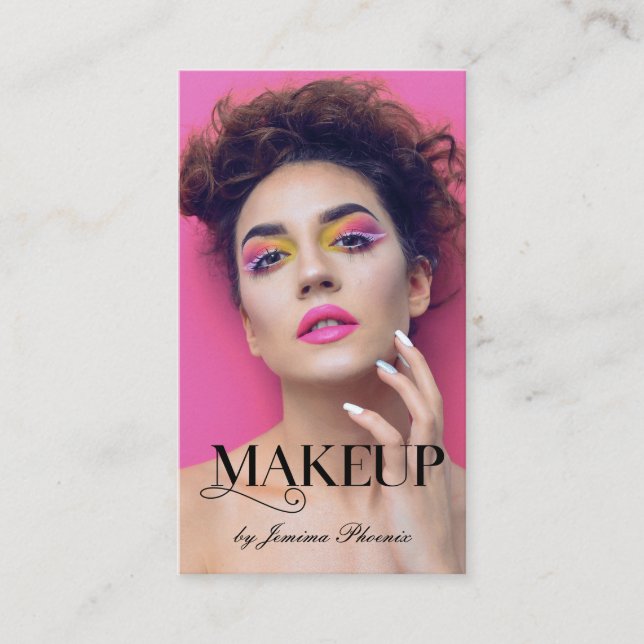 Elegant Makeup Full Photo Makeup Artist Business Card (Front)