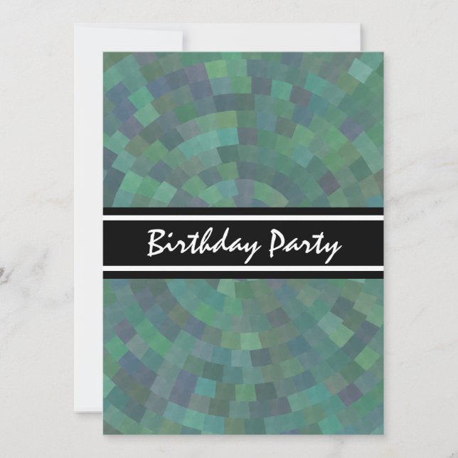 Elegant Malachite Green Geometric Pattern Invitation (Front)