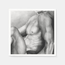 Elegant Male-nude Charcoal Drawing Masculine Art Napkin