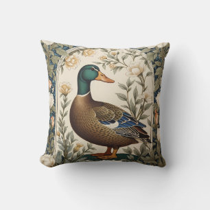 Elegant Mallard Duck William Morris Inspired  Throw Pillow