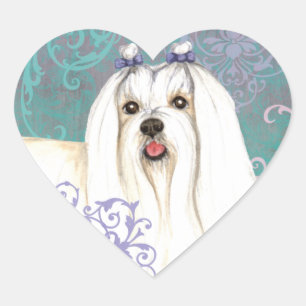 Elegant Maltese Heart Sticker
