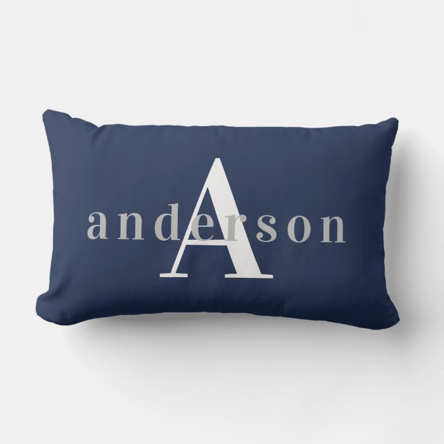 Elegant Mame and Monogram Nursery Lumbar Pillow (Front)