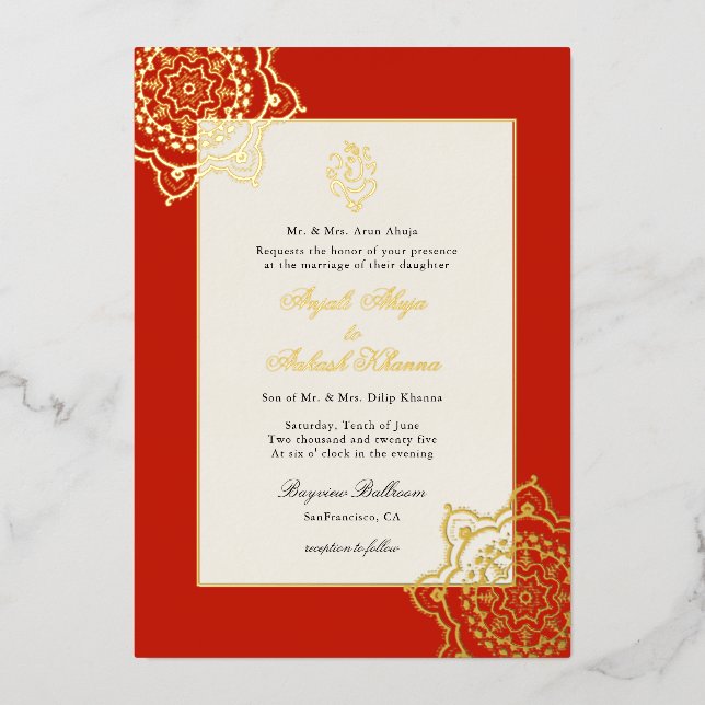 Elegant Mandala and Ganesh Indian wedding  (Front)