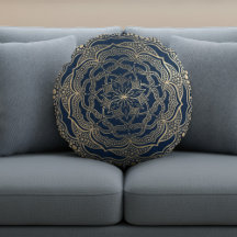 Elegant Mandala Art Boho Luxury Gold and Navy Blue