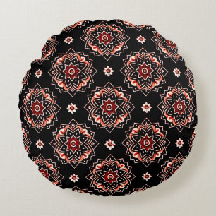 Elegant Mandala Boho Floral Pattern Round Pillow