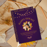 Elegant Mandala custom Photo Purple Golden Diwali