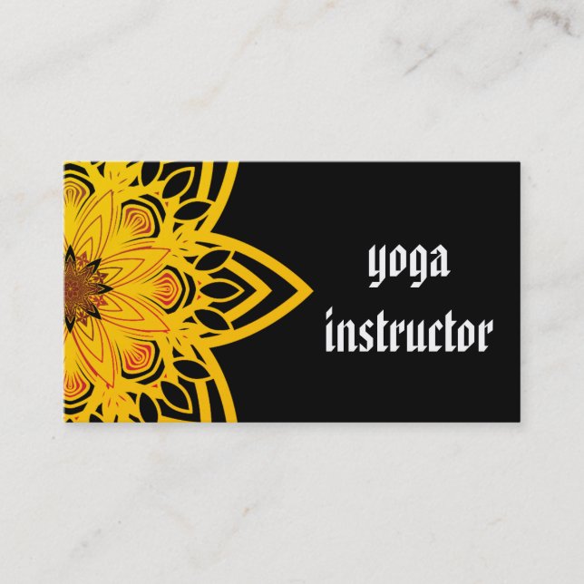 Elegant Mandala Flower Logo Yoga Instructor Business Card (Front)