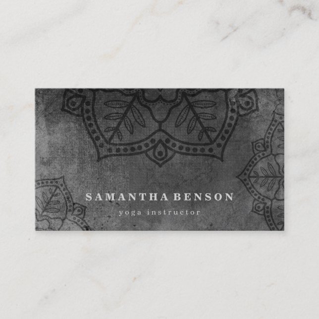 Elegant Mandala Flower Logo Yoga Instructor Business Card (Front)