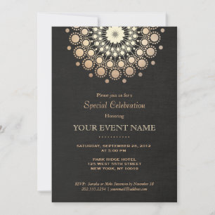 Elégant Mandala Gold Black Formal Invitation