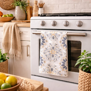 Elegant Mandala Gold Navy Kitchen Towel