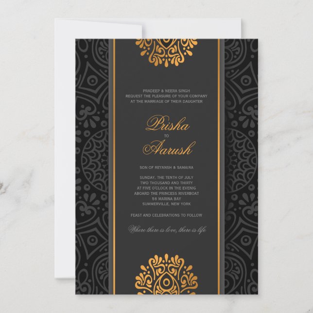 Elegant Mandala Indian Wedding Invitation (Front)