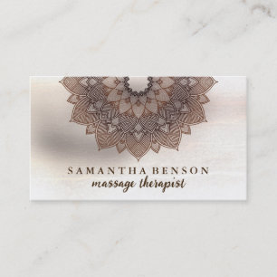Elegant Mandala Lotus Flower Massage Therapist Business Card