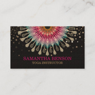 Elegant Mandala Lotus Logo Yoga Instructor Business Card