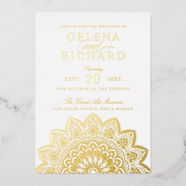 Elégant Mandala Mariage Foil Invitation (Recto)