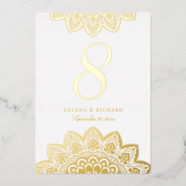Elegant Mandala Mariage or Numéro de table (Recto)