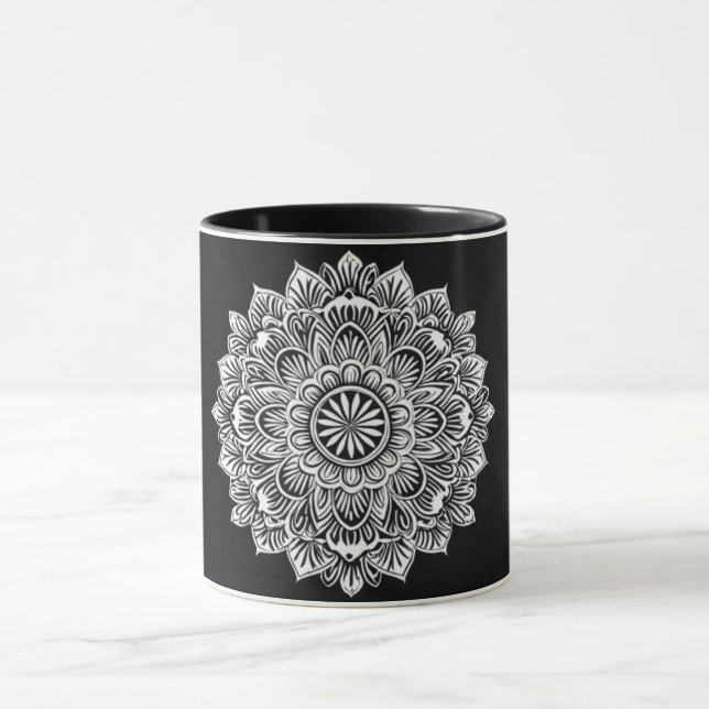 Élégant Mandala Mug Monochromatique (Centre)