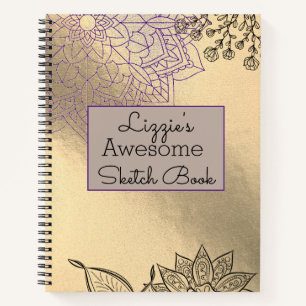 Elegant Mandala on Gold Sketch Notebook