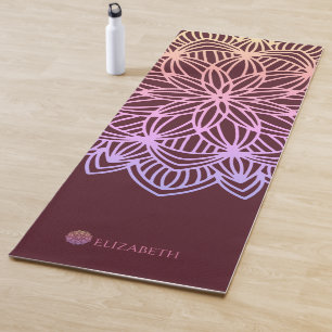 Elegant Mandala Pink Plum Personalized (1 sided) Yoga Mat