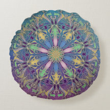 Elegant Mandala Round Throw Pillow