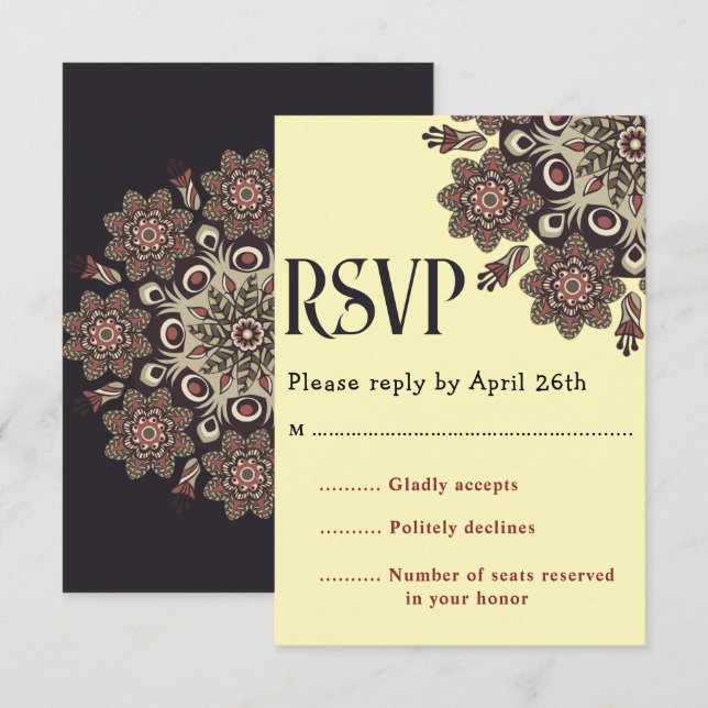 Elegant Mandala RSVP Card (Front/Back)