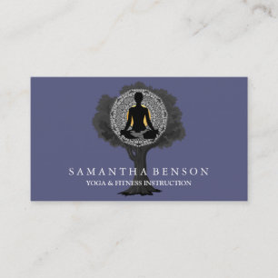 Elegant Mandala Yoga Pose Tree Logo Art Business Card