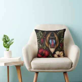 Elegant Mandrill Botanical Milestone Birthday Throw Pillow